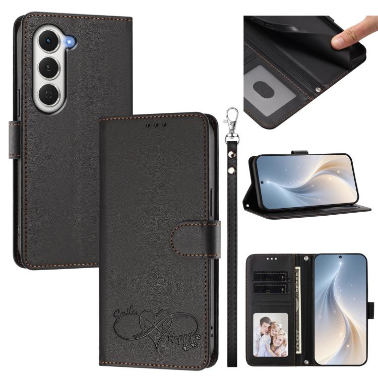 Happy Heart Pattern Magnetic Closure Vegan Leather Phone Case with Wrist Strap, For Tecno Spark 40 5G, For Tecno Spark Slim, For Tecno Spark GO 2024, For Tecno Spark 40C, For Tecno Pova 7 Pro 5G, For Tecno Spark 40 Pro+ 4G, For Tecno Spark 40 Pro 4G   ...