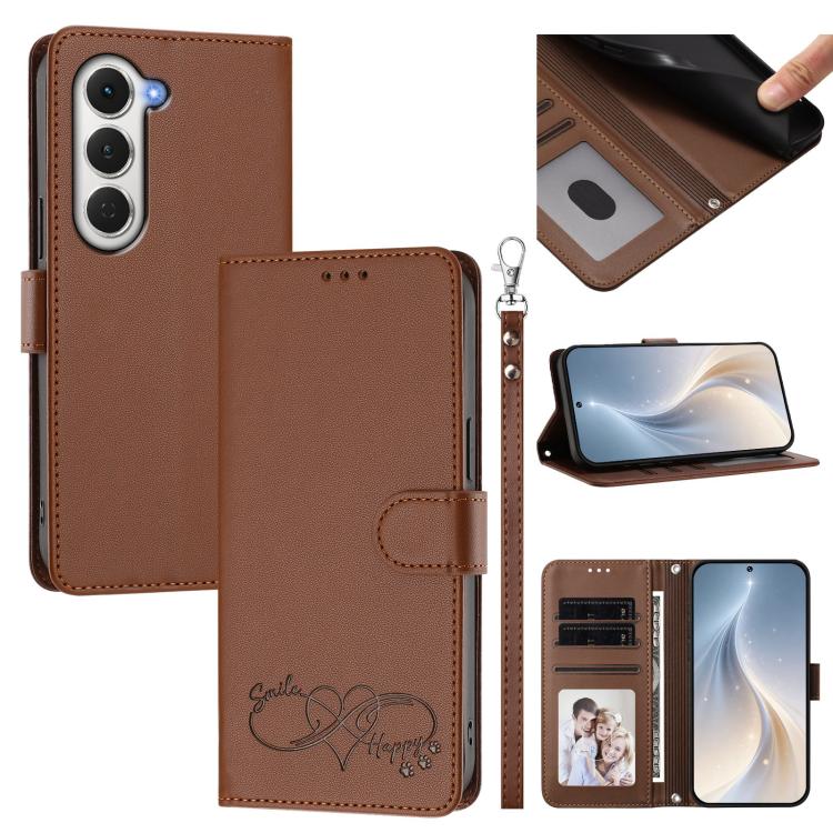 Happy Heart Pattern Magnetic Closure Vegan Leather Phone Case with Wrist Strap, For Tecno Spark 40 5G, For Tecno Spark Slim, For Tecno Spark GO 2024, For Tecno Spark 40C, For Tecno Pova 7 Pro 5G, For Tecno Spark 40 Pro+ 4G, For Tecno Spark 40 Pro 4G   ...