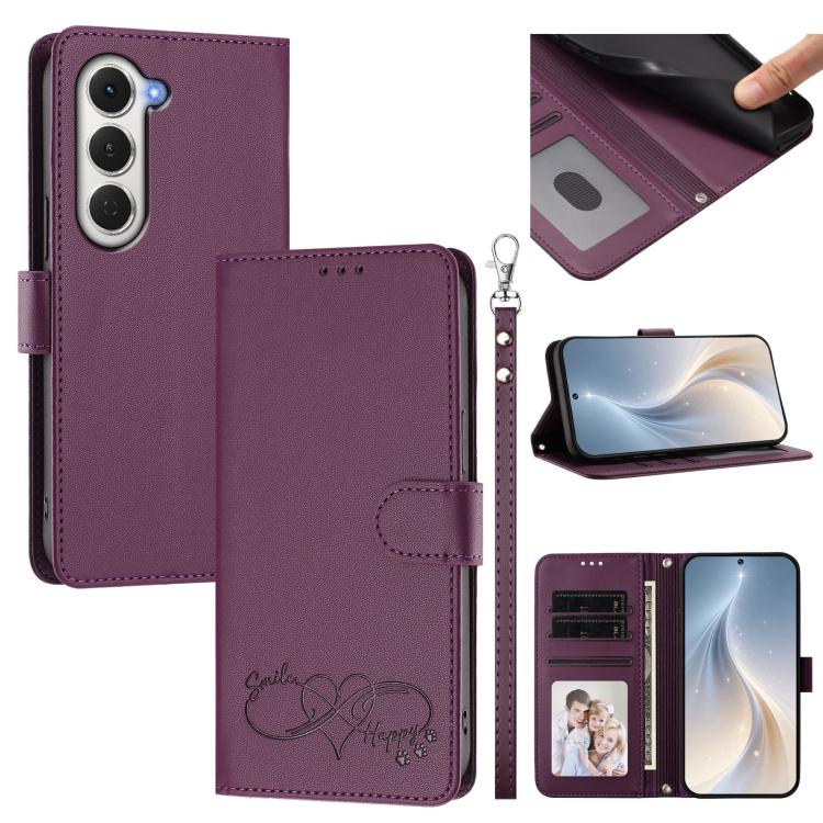 Happy Heart Pattern Magnetic Closure Vegan Leather Phone Case with Wrist Strap, For Tecno Spark 40 5G, For Tecno Spark Slim, For Tecno Spark GO 2024, For Tecno Spark 40C, For Tecno Pova 7 Pro 5G, For Tecno Spark 40 Pro+ 4G, For Tecno Spark 40 Pro 4G   ...
