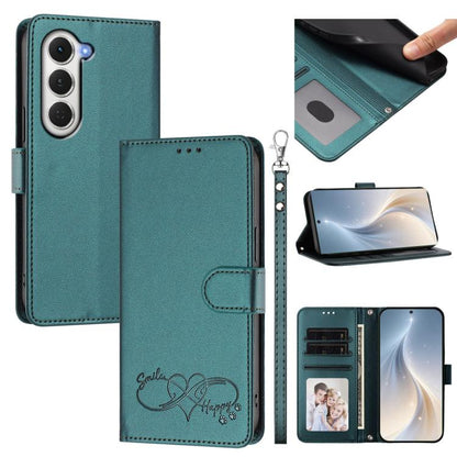 Happy Heart Pattern Magnetic Closure Vegan Leather Phone Case with Wrist Strap, For Tecno Spark 40 5G, For Tecno Spark Slim, For Tecno Spark GO 2024, For Tecno Spark 40C, For Tecno Pova 7 Pro 5G, For Tecno Spark 40 Pro+ 4G, For Tecno Spark 40 Pro 4G   ...