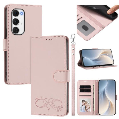 Happy Heart Pattern Magnetic Closure Vegan Leather Phone Case with Wrist Strap, For Tecno Spark 40 5G, For Tecno Spark Slim, For Tecno Spark GO 2024, For Tecno Spark 40C, For Tecno Pova 7 Pro 5G, For Tecno Spark 40 Pro+ 4G, For Tecno Spark 40 Pro 4G   ...
