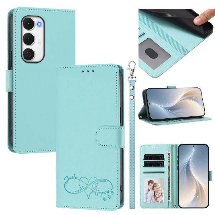 Happy Heart Pattern Magnetic Closure Vegan Leather Phone Case with Wrist Strap, For Tecno Spark 40 5G, For Tecno Spark Slim, For Tecno Spark GO 2024, For Tecno Spark 40C, For Tecno Pova 7 Pro 5G, For Tecno Spark 40 Pro+ 4G, For Tecno Spark 40 Pro 4G   ...