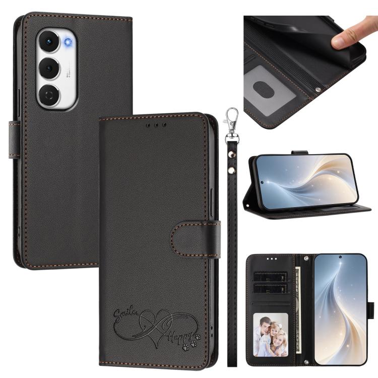 Happy Heart Pattern Magnetic Closure Vegan Leather Phone Case with Wrist Strap, For Tecno Spark 40 5G, For Tecno Spark Slim, For Tecno Spark GO 2024, For Tecno Spark 40C, For Tecno Pova 7 Pro 5G, For Tecno Spark 40 Pro+ 4G, For Tecno Spark 40 Pro 4G   ...
