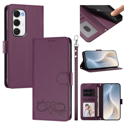 Happy Heart Pattern Magnetic Closure Vegan Leather Phone Case with Wrist Strap, For Tecno Spark 40 5G, For Tecno Spark Slim, For Tecno Spark GO 2024, For Tecno Spark 40C, For Tecno Pova 7 Pro 5G, For Tecno Spark 40 Pro+ 4G, For Tecno Spark 40 Pro 4G   ...