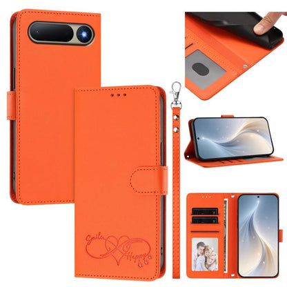 Happy Heart Pattern Magnetic Closure Vegan Leather Phone Case with Wrist Strap, For Tecno Pop 10, For Tecno Spark 20 Pro, For Tecno Spark GO 2023, For Tecno Pova 7 Neo 4G, For Tecno Spark 50 5G, For Tecno Spark 50 4G KN4, For Tecno Camon 50 Pro 4G     ...