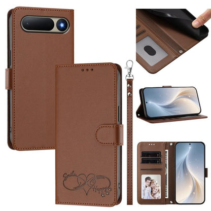 Happy Heart Pattern Magnetic Closure Vegan Leather Phone Case with Wrist Strap, For Tecno Pop 10, For Tecno Spark 20 Pro, For Tecno Spark GO 2023, For Tecno Pova 7 Neo 4G, For Tecno Spark 50 5G, For Tecno Spark 50 4G KN4, For Tecno Camon 50 Pro 4G     ...