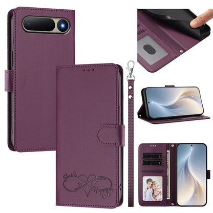 Happy Heart Pattern Magnetic Closure Vegan Leather Phone Case with Wrist Strap, For Tecno Pop 10, For Tecno Spark 20 Pro, For Tecno Spark GO 2023, For Tecno Pova 7 Neo 4G, For Tecno Spark 50 5G, For Tecno Spark 50 4G KN4, For Tecno Camon 50 Pro 4G     ...