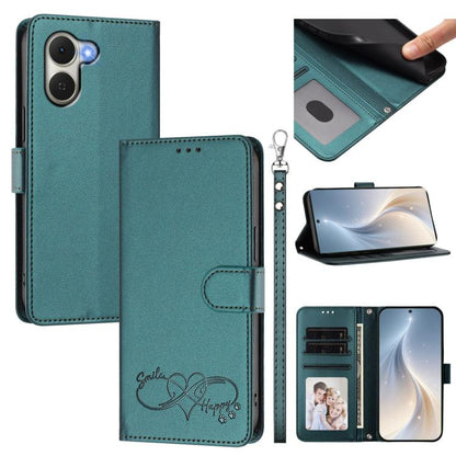 Happy Heart Pattern Magnetic Closure Vegan Leather Phone Case with Wrist Strap, For Tecno Pop 10, For Tecno Spark 20 Pro, For Tecno Spark GO 2023, For Tecno Pova 7 Neo 4G, For Tecno Spark 50 5G, For Tecno Spark 50 4G KN4, For Tecno Camon 50 Pro 4G     ...