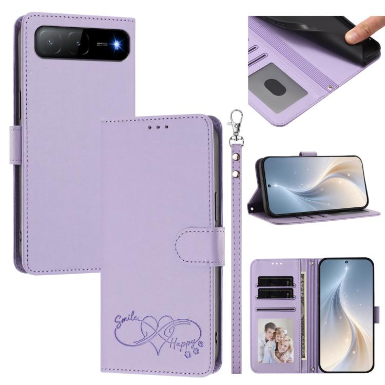 Happy Heart Pattern Magnetic Closure Vegan Leather Phone Case with Wrist Strap, For Tecno Spark 40 5G, For Tecno Spark Slim, For Tecno Spark GO 2024, For Tecno Spark 40C, For Tecno Pova 7 Pro 5G, For Tecno Spark 40 Pro+ 4G, For Tecno Spark 40 Pro 4G   ...