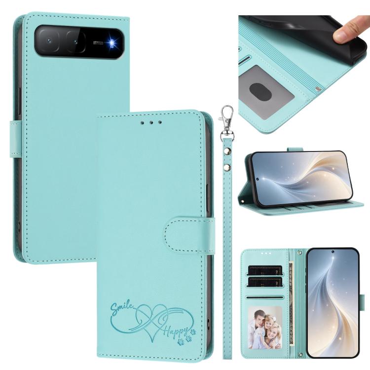 Happy Heart Pattern Magnetic Closure Vegan Leather Phone Case with Wrist Strap, For Tecno Spark 40 5G, For Tecno Spark Slim, For Tecno Spark GO 2024, For Tecno Spark 40C, For Tecno Pova 7 Pro 5G, For Tecno Spark 40 Pro+ 4G, For Tecno Spark 40 Pro 4G   ...