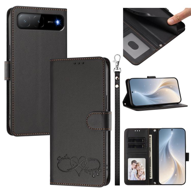 Happy Heart Pattern Magnetic Closure Vegan Leather Phone Case with Wrist Strap, For Tecno Spark 40 5G, For Tecno Spark Slim, For Tecno Spark GO 2024, For Tecno Spark 40C, For Tecno Pova 7 Pro 5G, For Tecno Spark 40 Pro+ 4G, For Tecno Spark 40 Pro 4G   ...