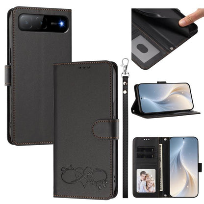 Happy Heart Pattern Magnetic Closure Vegan Leather Phone Case with Wrist Strap, For Tecno Spark 40 5G, For Tecno Spark Slim, For Tecno Spark GO 2024, For Tecno Spark 40C, For Tecno Pova 7 Pro 5G, For Tecno Spark 40 Pro+ 4G, For Tecno Spark 40 Pro 4G   ...