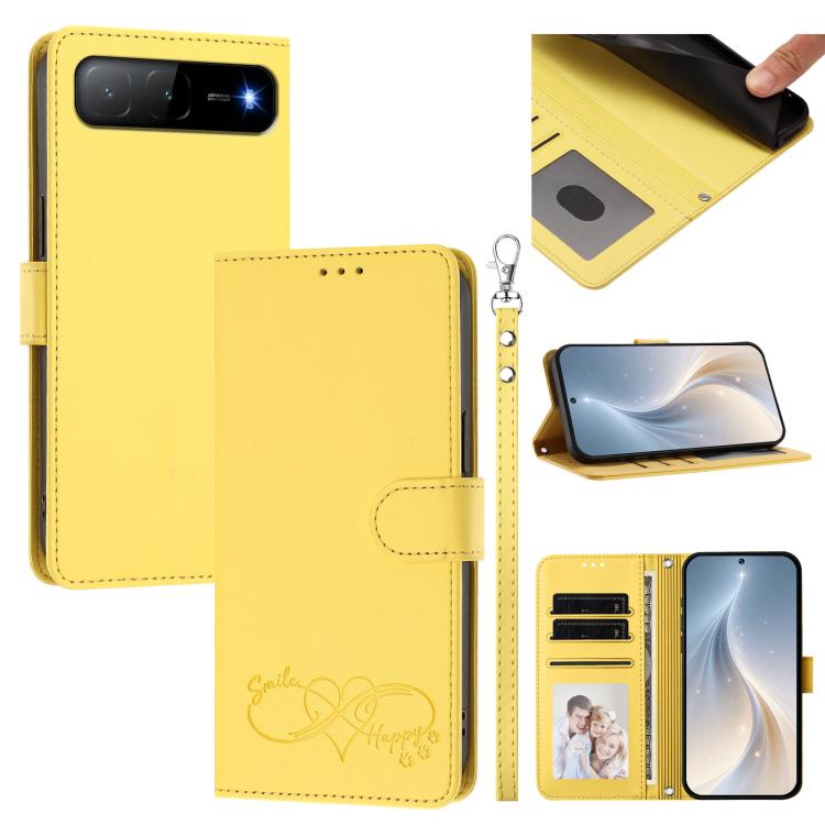 Happy Heart Pattern Magnetic Closure Vegan Leather Phone Case with Wrist Strap, For Tecno Spark 40 5G, For Tecno Spark Slim, For Tecno Spark GO 2024, For Tecno Spark 40C, For Tecno Pova 7 Pro 5G, For Tecno Spark 40 Pro+ 4G, For Tecno Spark 40 Pro 4G   ...