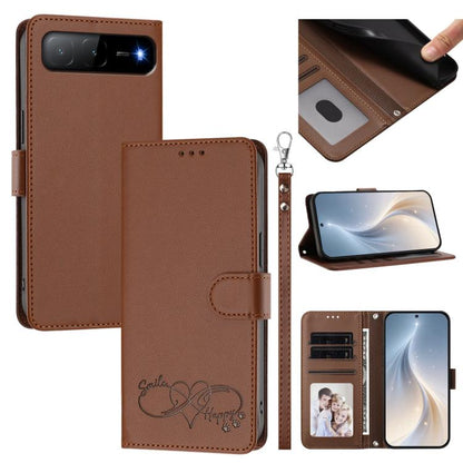 Happy Heart Pattern Magnetic Closure Vegan Leather Phone Case with Wrist Strap, For Tecno Spark 40 5G, For Tecno Spark Slim, For Tecno Spark GO 2024, For Tecno Spark 40C, For Tecno Pova 7 Pro 5G, For Tecno Spark 40 Pro+ 4G, For Tecno Spark 40 Pro 4G   ...