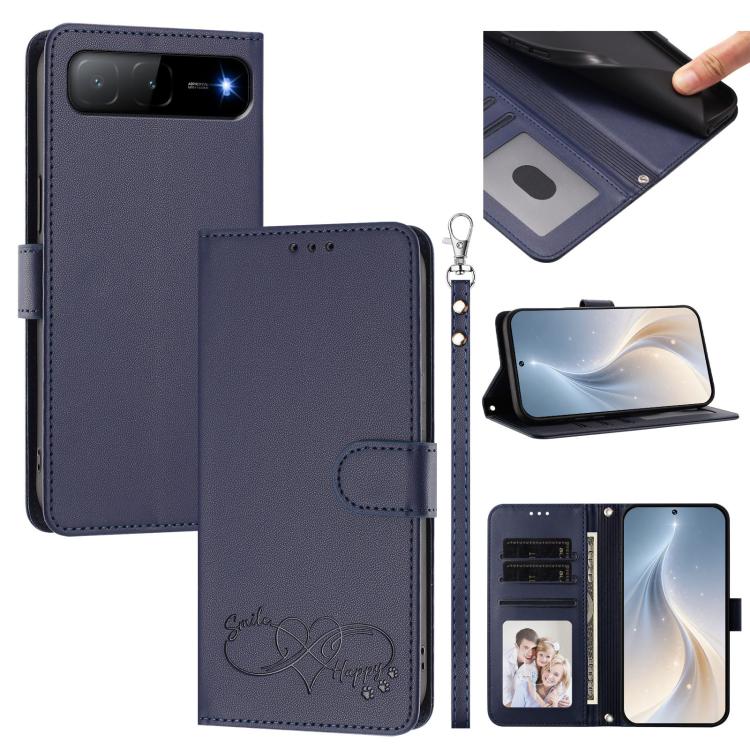 Happy Heart Pattern Magnetic Closure Vegan Leather Phone Case with Wrist Strap, For Tecno Spark 40 5G, For Tecno Spark Slim, For Tecno Spark GO 2024, For Tecno Spark 40C, For Tecno Pova 7 Pro 5G, For Tecno Spark 40 Pro+ 4G, For Tecno Spark 40 Pro 4G   ...