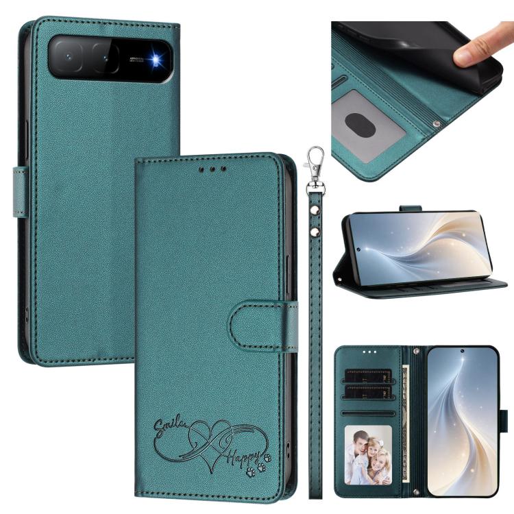Happy Heart Pattern Magnetic Closure Vegan Leather Phone Case with Wrist Strap, For Tecno Spark 40 5G, For Tecno Spark Slim, For Tecno Spark GO 2024, For Tecno Spark 40C, For Tecno Pova 7 Pro 5G, For Tecno Spark 40 Pro+ 4G, For Tecno Spark 40 Pro 4G   ...