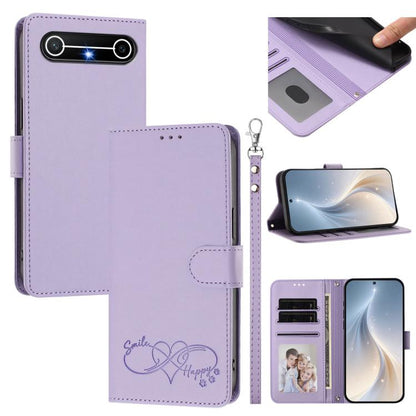 Happy Heart Pattern Magnetic Closure Vegan Leather Phone Case with Wrist Strap, For Tecno Spark 40 5G, For Tecno Spark Slim, For Tecno Spark GO 2024, For Tecno Spark 40C, For Tecno Pova 7 Pro 5G, For Tecno Spark 40 Pro+ 4G, For Tecno Spark 40 Pro 4G   ...