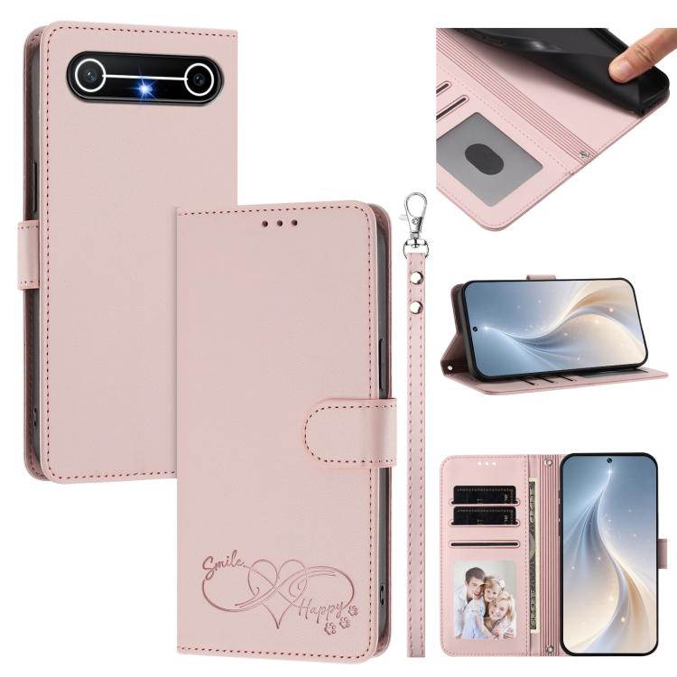 Happy Heart Pattern Magnetic Closure Vegan Leather Phone Case with Wrist Strap, For Tecno Spark 40 5G, For Tecno Spark Slim, For Tecno Spark GO 2024, For Tecno Spark 40C, For Tecno Pova 7 Pro 5G, For Tecno Spark 40 Pro+ 4G, For Tecno Spark 40 Pro 4G   ...