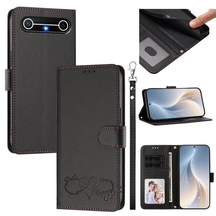 Happy Heart Pattern Magnetic Closure Vegan Leather Phone Case with Wrist Strap, For Tecno Spark 40 5G, For Tecno Spark Slim, For Tecno Spark GO 2024, For Tecno Spark 40C, For Tecno Pova 7 Pro 5G, For Tecno Spark 40 Pro+ 4G, For Tecno Spark 40 Pro 4G   ...
