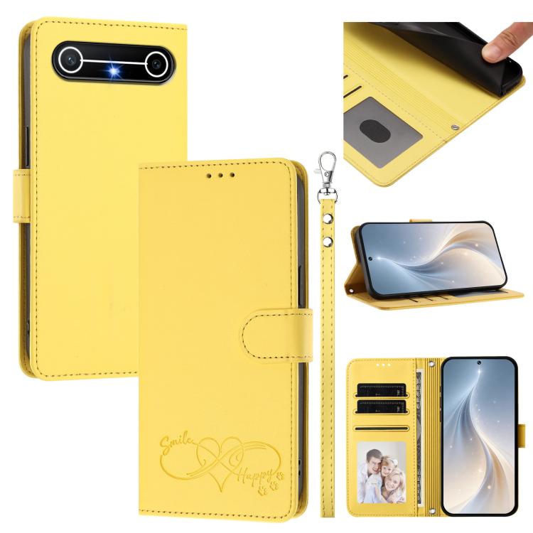 Happy Heart Pattern Magnetic Closure Vegan Leather Phone Case with Wrist Strap, For Tecno Spark 40 5G, For Tecno Spark Slim, For Tecno Spark GO 2024, For Tecno Spark 40C, For Tecno Pova 7 Pro 5G, For Tecno Spark 40 Pro+ 4G, For Tecno Spark 40 Pro 4G   ...