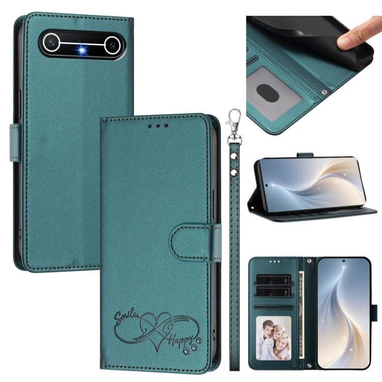 Happy Heart Pattern Magnetic Closure Vegan Leather Phone Case with Wrist Strap, For Tecno Spark 40 5G, For Tecno Spark Slim, For Tecno Spark GO 2024, For Tecno Spark 40C, For Tecno Pova 7 Pro 5G, For Tecno Spark 40 Pro+ 4G, For Tecno Spark 40 Pro 4G   ...