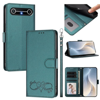 Happy Heart Pattern Magnetic Closure Vegan Leather Phone Case with Wrist Strap, For Tecno Spark 40 5G, For Tecno Spark Slim, For Tecno Spark GO 2024, For Tecno Spark 40C, For Tecno Pova 7 Pro 5G, For Tecno Spark 40 Pro+ 4G, For Tecno Spark 40 Pro 4G   ...