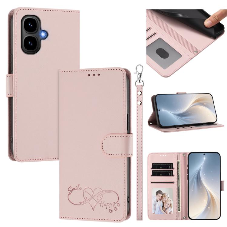 Happy Heart Pattern Magnetic Closure Vegan Leather Phone Case with Wrist Strap, For Tecno Pop 10, For Tecno Spark 20 Pro, For Tecno Spark GO 2023, For Tecno Pova 7 Neo 4G, For Tecno Spark 50 5G, For Tecno Spark 50 4G KN4, For Tecno Camon 50 Pro 4G     ...