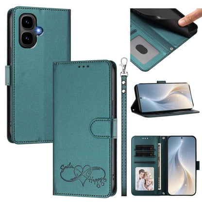 Happy Heart Pattern Magnetic Closure Vegan Leather Phone Case with Wrist Strap, For Tecno Pop 10, For Tecno Spark 20 Pro, For Tecno Spark GO 2023, For Tecno Pova 7 Neo 4G, For Tecno Spark 50 5G, For Tecno Spark 50 4G KN4, For Tecno Camon 50 Pro 4G     ...