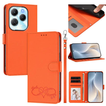 Happy Heart Pattern Magnetic Closure Vegan Leather Phone Case with Wrist Strap, For Tecno Pop 10, For Tecno Spark 20 Pro, For Tecno Spark GO 2023, For Tecno Pova 7 Neo 4G, For Tecno Spark 50 5G, For Tecno Spark 50 4G KN4, For Tecno Camon 50 Pro 4G     ...