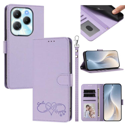 Happy Heart Pattern Magnetic Closure Vegan Leather Phone Case with Wrist Strap, For Tecno Pop 10, For Tecno Spark 20 Pro, For Tecno Spark GO 2023, For Tecno Pova 7 Neo 4G, For Tecno Spark 50 5G, For Tecno Spark 50 4G KN4, For Tecno Camon 50 Pro 4G     ...