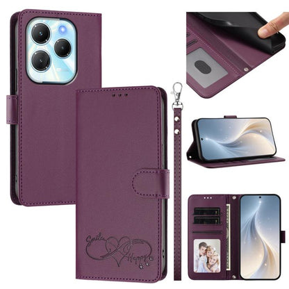 Happy Heart Pattern Magnetic Closure Vegan Leather Phone Case with Wrist Strap, For Tecno Pop 10, For Tecno Spark 20 Pro, For Tecno Spark GO 2023, For Tecno Pova 7 Neo 4G, For Tecno Spark 50 5G, For Tecno Spark 50 4G KN4, For Tecno Camon 50 Pro 4G     ...