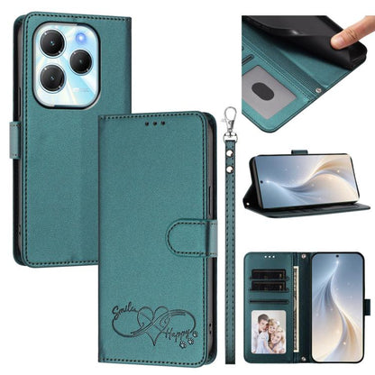 Happy Heart Pattern Magnetic Closure Vegan Leather Phone Case with Wrist Strap, For Tecno Pop 10, For Tecno Spark 20 Pro, For Tecno Spark GO 2023, For Tecno Pova 7 Neo 4G, For Tecno Spark 50 5G, For Tecno Spark 50 4G KN4, For Tecno Camon 50 Pro 4G     ...