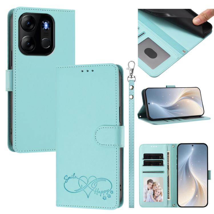 Happy Heart Pattern Magnetic Closure Vegan Leather Phone Case with Wrist Strap, For Tecno Pop 10, For Tecno Spark 20 Pro, For Tecno Spark GO 2023, For Tecno Pova 7 Neo 4G, For Tecno Spark 50 5G, For Tecno Spark 50 4G KN4, For Tecno Camon 50 Pro 4G     ...