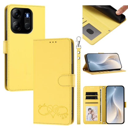 Happy Heart Pattern Magnetic Closure Vegan Leather Phone Case with Wrist Strap, For Tecno Pop 10, For Tecno Spark 20 Pro, For Tecno Spark GO 2023, For Tecno Pova 7 Neo 4G, For Tecno Spark 50 5G, For Tecno Spark 50 4G KN4, For Tecno Camon 50 Pro 4G     ...