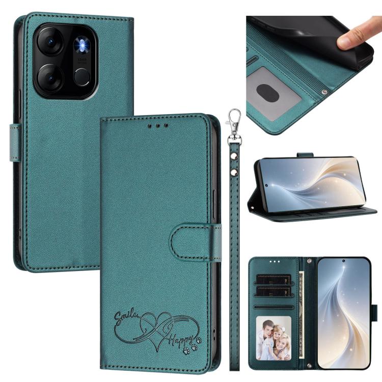 Happy Heart Pattern Magnetic Closure Vegan Leather Phone Case with Wrist Strap, For Tecno Pop 10, For Tecno Spark 20 Pro, For Tecno Spark GO 2023, For Tecno Pova 7 Neo 4G, For Tecno Spark 50 5G, For Tecno Spark 50 4G KN4, For Tecno Camon 50 Pro 4G     ...