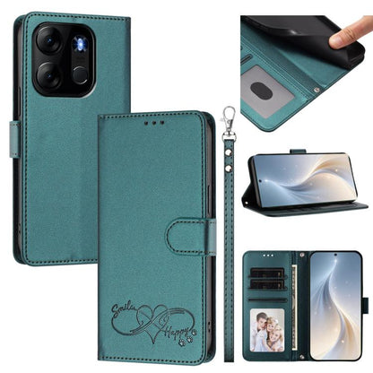 Happy Heart Pattern Magnetic Closure Vegan Leather Phone Case with Wrist Strap, For Tecno Pop 10, For Tecno Spark 20 Pro, For Tecno Spark GO 2023, For Tecno Pova 7 Neo 4G, For Tecno Spark 50 5G, For Tecno Spark 50 4G KN4, For Tecno Camon 50 Pro 4G     ...