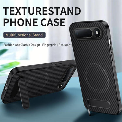 WANLONFENG Kickstand Carbon Fiber Texture Magnetic Phone Case, For Tecno Spark 50 5G