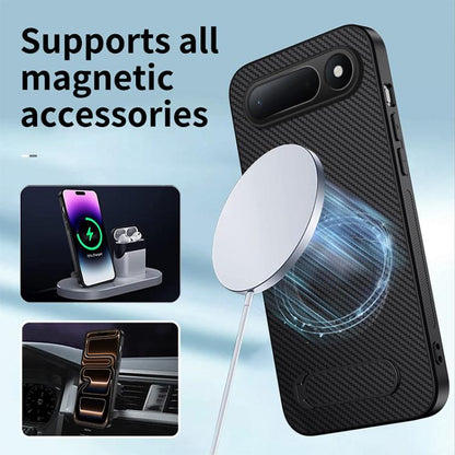 WANLONFENG Kickstand Carbon Fiber Texture Magnetic Phone Case, For Tecno Spark 50 5G