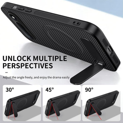 WANLONFENG Kickstand Carbon Fiber Texture Magnetic Phone Case, For Tecno Spark 50 5G