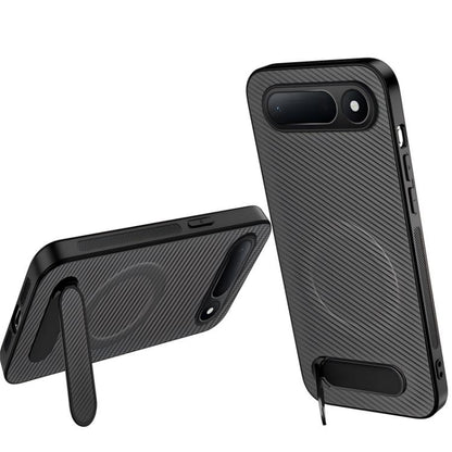 WANLONFENG Kickstand Carbon Fiber Texture Magnetic Phone Case, For Tecno Spark 50 5G