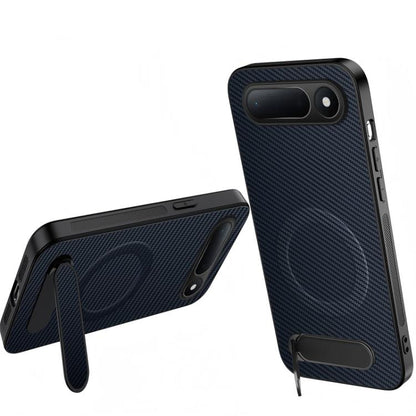 WANLONFENG Kickstand Carbon Fiber Texture Magnetic Phone Case, For Tecno Spark 50 5G