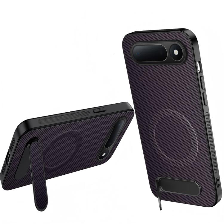WANLONFENG Kickstand Carbon Fiber Texture Magnetic Phone Case, For Tecno Spark 50 5G