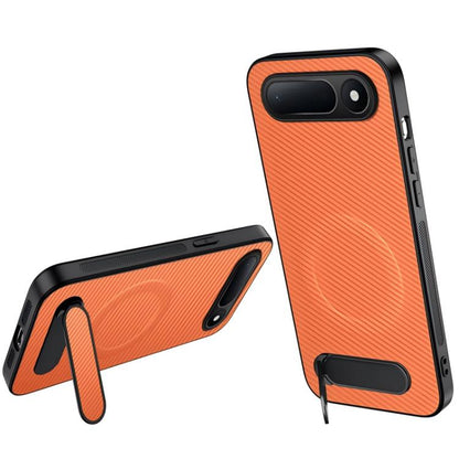 WANLONFENG Kickstand Carbon Fiber Texture Magnetic Phone Case, For Tecno Spark 50 5G