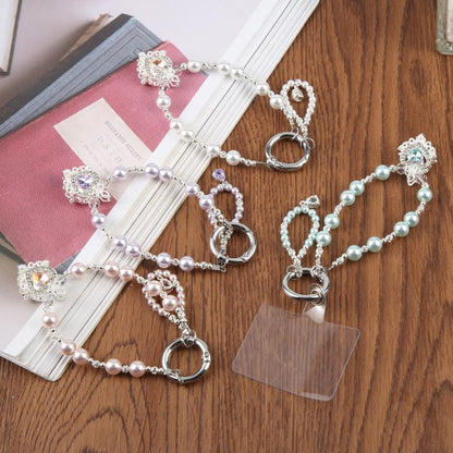 Crown And Beaded Phone Charm with Tether Pad