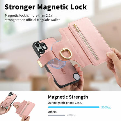 Ring Zipper Wallet RFID Blocking MagSafe Leather Phone Case, For Nothing CMF Phone 2 Pro