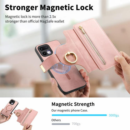 Ring Zipper Wallet RFID Blocking MagSafe Leather Phone Case, For Realme 16 Pro+ 5G, For Realme 16 Pro 5G, For Realme 15T 5G, For Realme GT 7 Pro 5G, For Realme 13 4G / 12 4G / 12+ / P1 5G, For Realme 13 Pro / 12 Pro / P1 Pro 5G