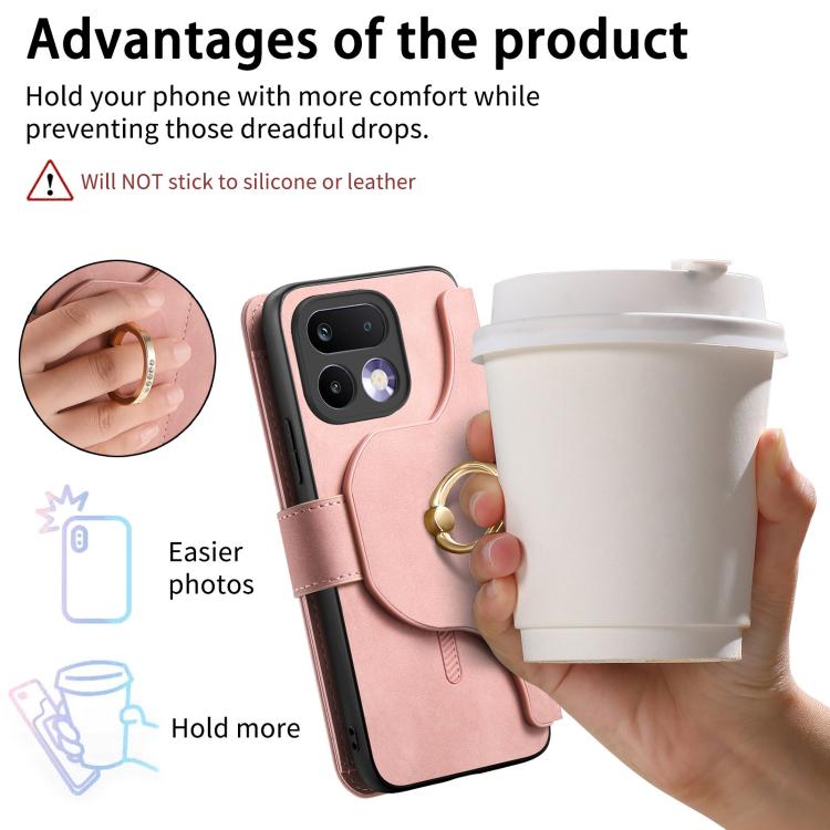 Ring Zipper Wallet RFID Blocking MagSafe Leather Phone Case, For Realme 16 Pro+ 5G, For Realme 16 Pro 5G, For Realme 15T 5G, For Realme GT 7 Pro 5G, For Realme 13 4G / 12 4G / 12+ / P1 5G, For Realme 13 Pro / 12 Pro / P1 Pro 5G