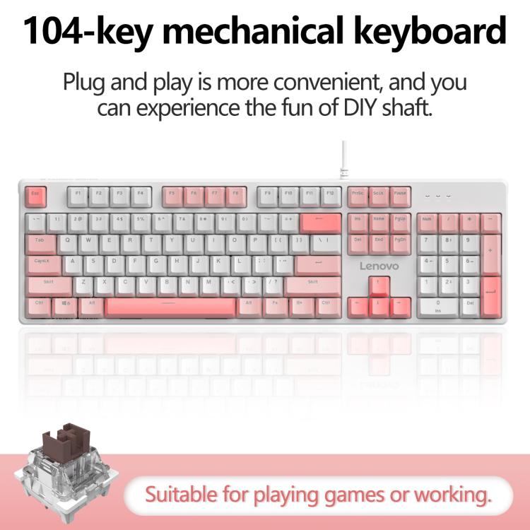 Lenovo GK10 RGB 104 Keys Wired Mechanical Keyboard, Tea Axis, Red Axis, Blue Axis