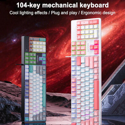 Lenovo GK10 RGB 104 Keys Wired Mechanical Keyboard, Tea Axis, Red Axis, Blue Axis