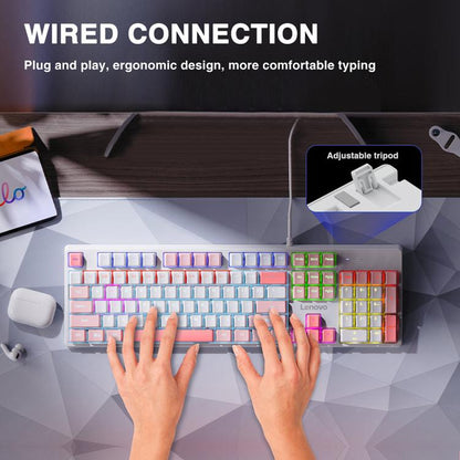 Lenovo GK10 RGB 104 Keys Wired Mechanical Keyboard, Tea Axis, Red Axis, Blue Axis